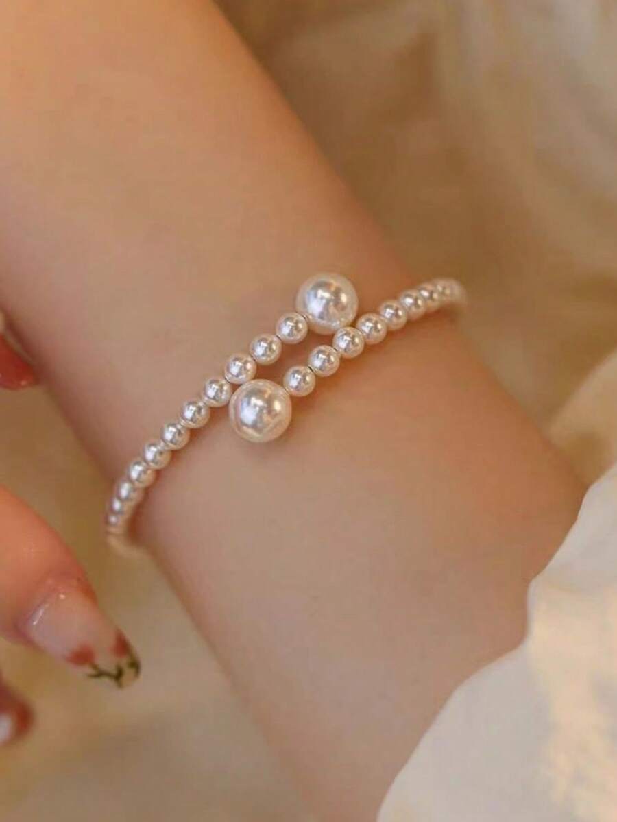 Women Accessories Bracelet - 1 Stück Elegantes Verstellbares Kunstperlen-Armband für