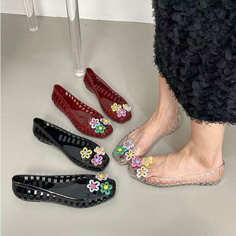 Women Accessories For Hand - Ausgehöhlte Kawaii-Dopamin-Schuhe, schicke handgefertigte Blumen-Geleeschuhe, Schuhschnallen-Lochschuhe,