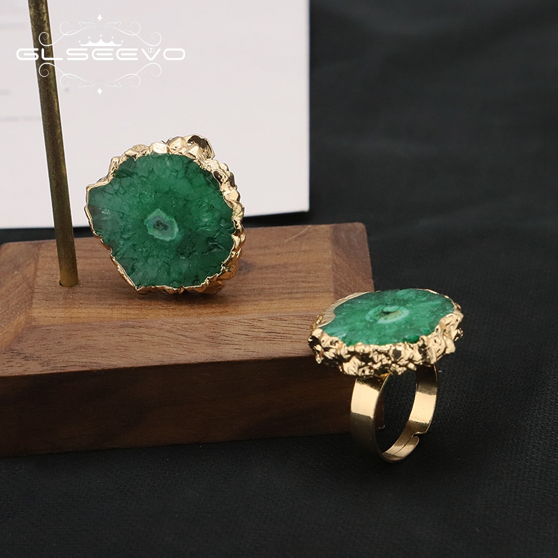 Women'S Accessories Gift Ideas - GLSEEVO Grün Natürliche Stein Einstellbar Ringe