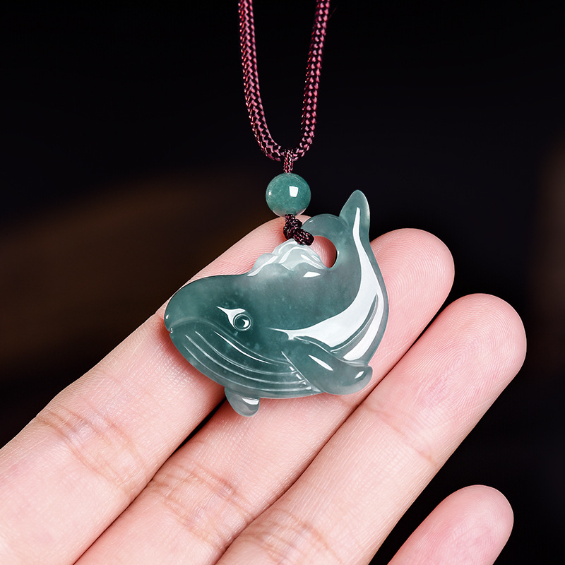 Women'S Accessories And Jewelry - Natürliche burmesische Jadeit-Wal-Anhänger-Halskette, Accessoires, echter Jade-Charm,