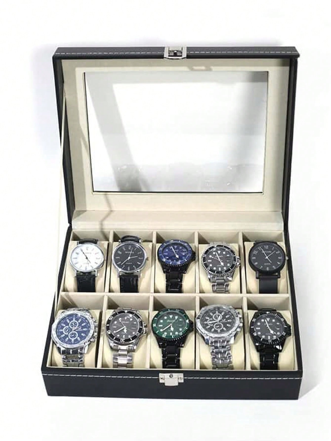 Women Accessories Box - Leder-Uhrenbox mit Schloss, Große Uhren-Vitrine, Hochwertiger