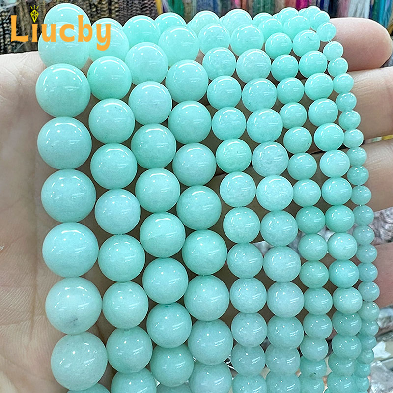 Women'S Accessories Amazon - Naturstein grüner Amazon-Kristall Chalcedon-Jade-Perlen für die