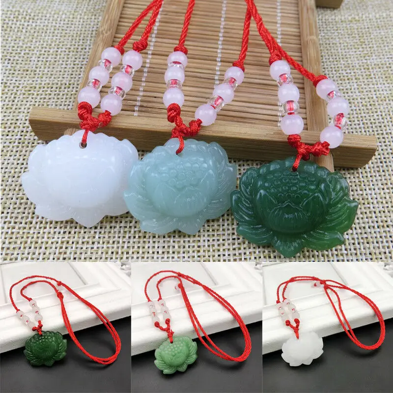 Women Accessories For Hand - Natürliche Grüne Jade Lotus Anhänger Perlen