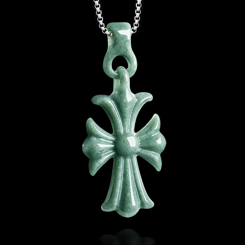 Women'S Accessories And Jewelry - Natürliche burmesische Jadeit-Kreuz-Anhänger-Halskette, Schmuck, Designer-Edelstein, echter
