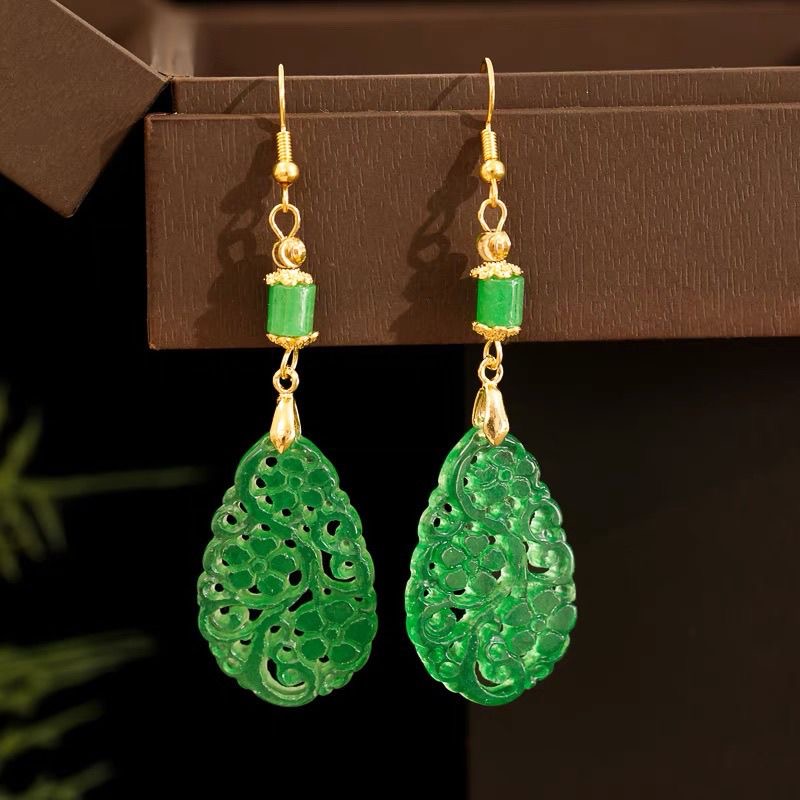 Women Accessories For Hand - 925 Silber natürliche grüne Jade aushöhlen