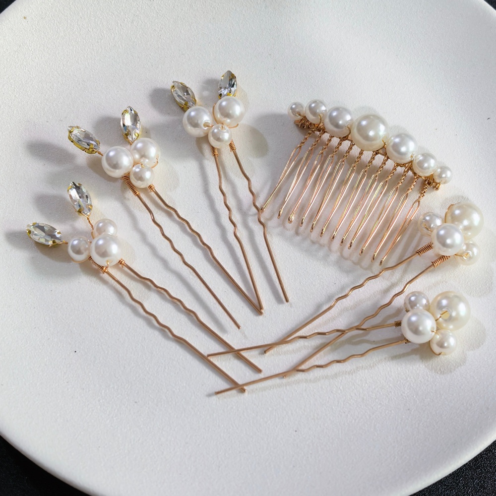 Women Accessories For Hand - Perlen-Kristall-Haarnadeln, Kamm-Set, Braut- und Hochzeits-Haarschmuck, handgefertigte