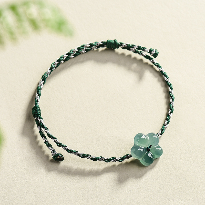 Women Accessories Bracelet - Burmesisches Jadeit-Blumenarmband, natürlicher Jade-Charm, Modeaccessoires, Vintage-Geschenke
