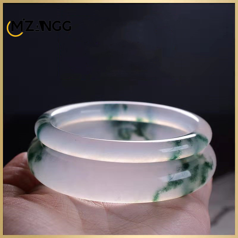 Women Accessories For Hand - Natürliche grüne Jadeit Armreif Jade Armband