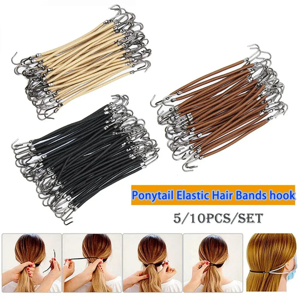 Women Accessories Combo - 5/10PCS Pferdeschwanz Gummi Elastische Haken Haar