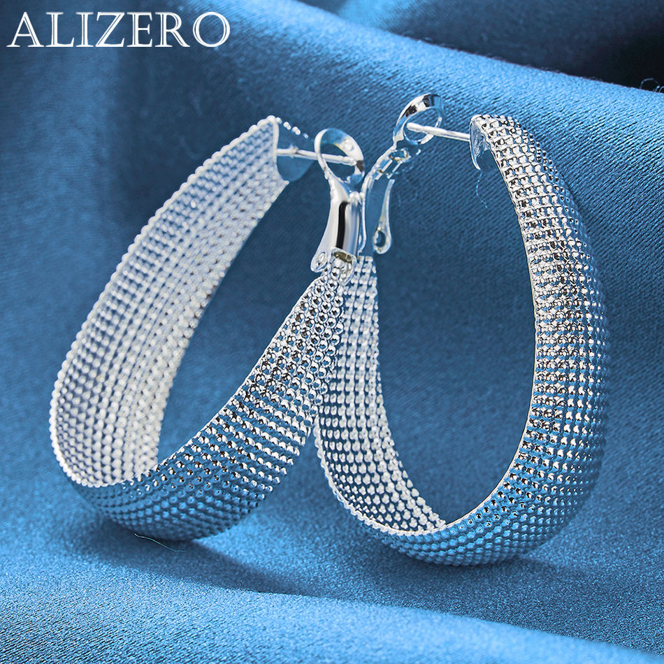 Women'S Accessories Gift Ideas - ALIZERO Creolen aus 925er-Sterlingsilber, ovales Netzgewebe,