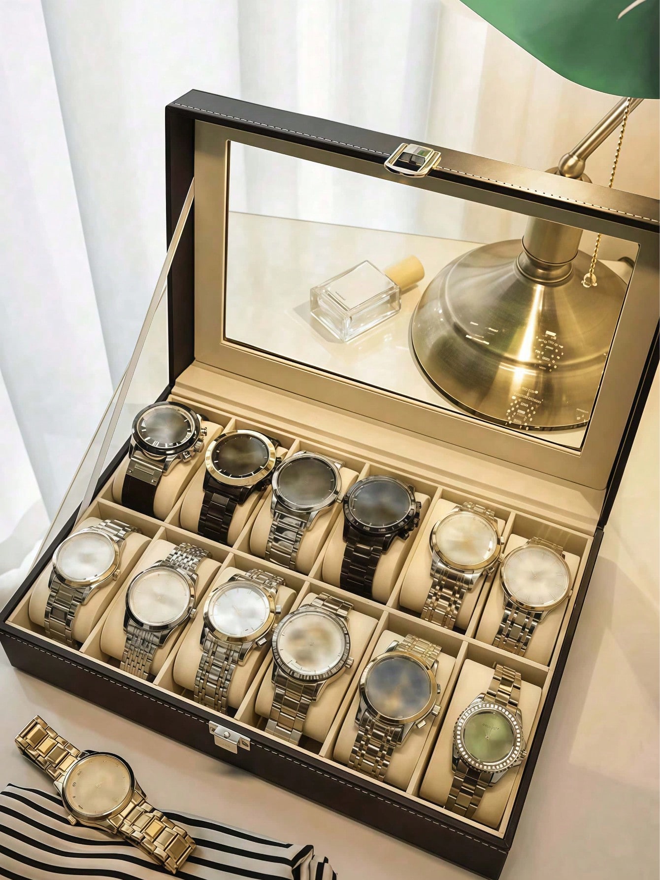 Leder-Uhrenbox mit Schloss, Gr – Women Accessories Box Bewertung und Preis