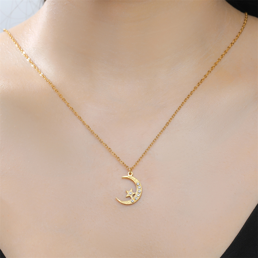 Mond- und Stern-Strass-Anhänge – Charm Necklace Dainty Bewertung und Preis