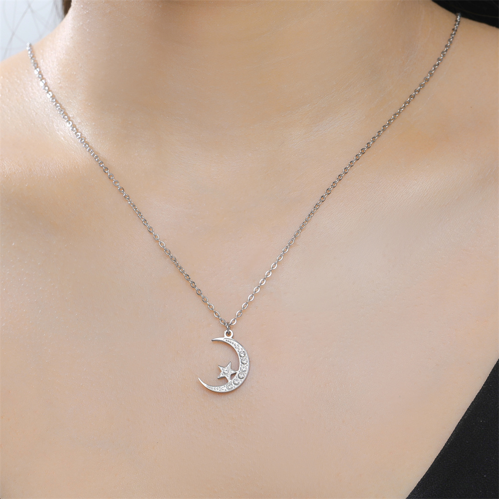 Mond- und Stern-Strass-Anhänge – Charm Necklace Dainty Bewertung und Preis